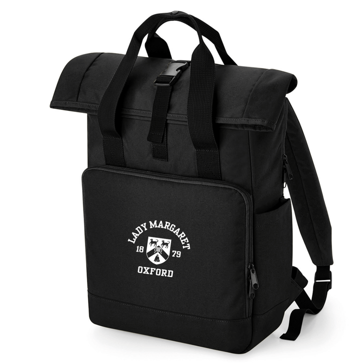 Oxford College Roll-Top Backpack – Black – Single Colour