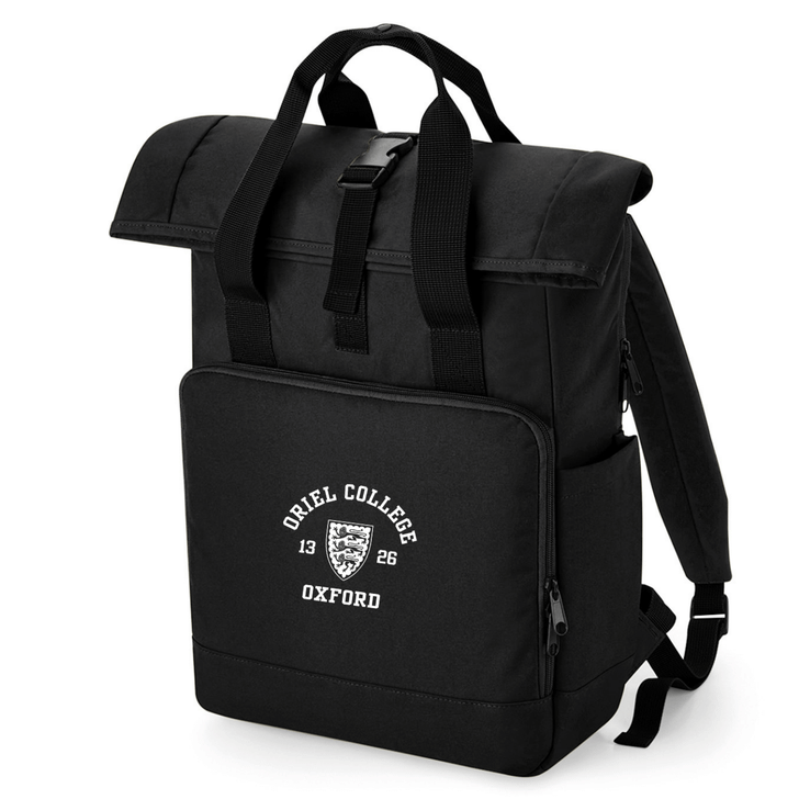 Oxford College Roll-Top Backpack – Black – Single Colour