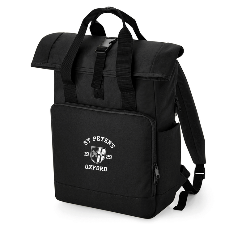 Oxford College Roll-Top Backpack – Black – Single Colour