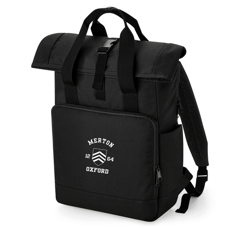 Oxford College Roll-Top Backpack – Black – Single Colour