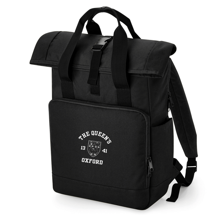 Oxford College Roll-Top Backpack – Black – Single Colour