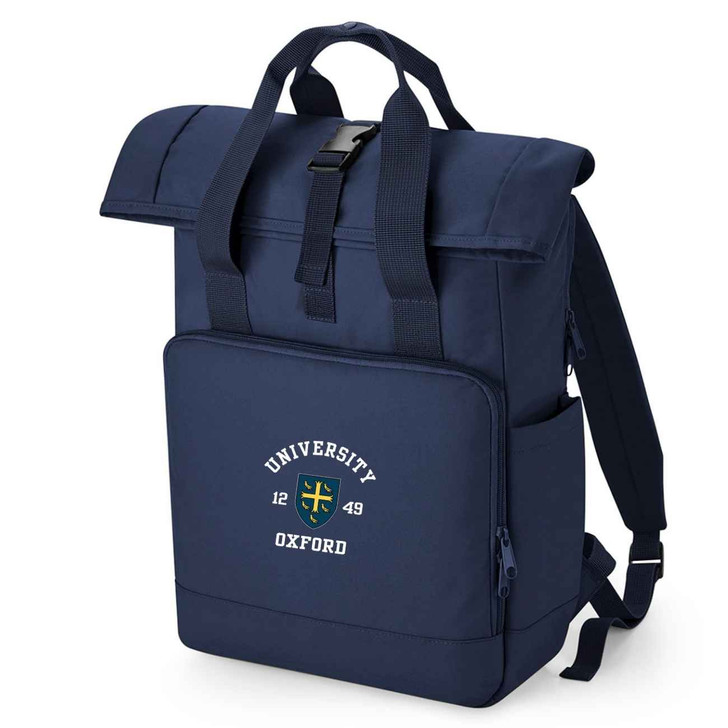 Oxford College Roll-Top Backpack – Navy – College Colours