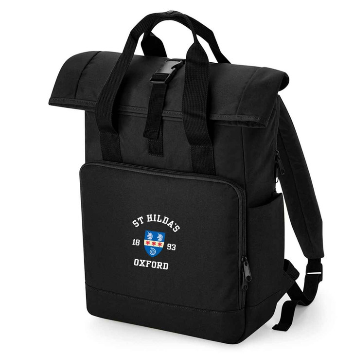 Oxford College Roll-Top Backpack – Black – College Colours