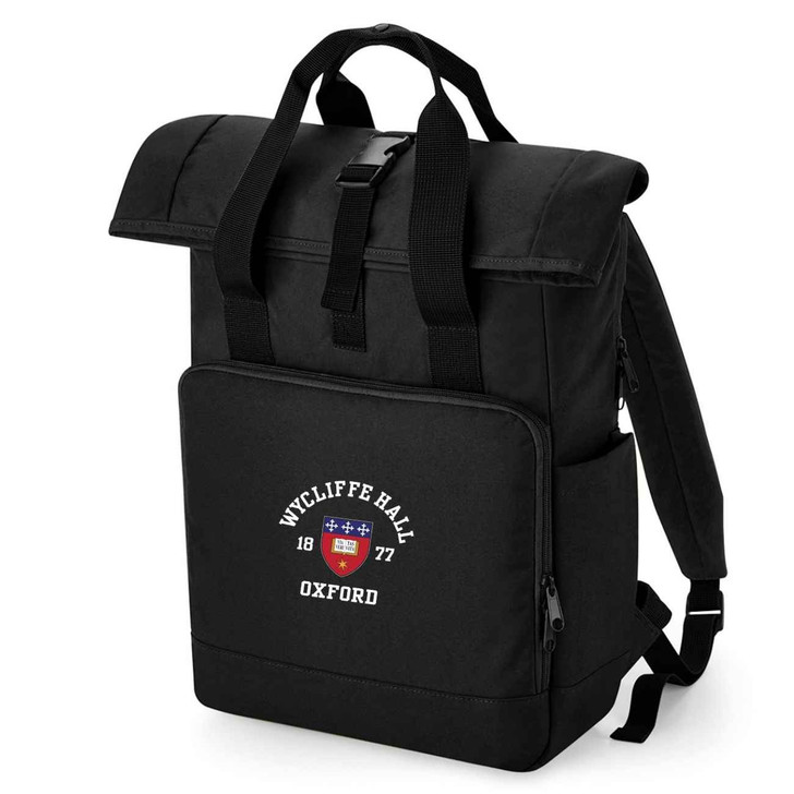 Oxford College Roll-Top Backpack – Black – College Colours