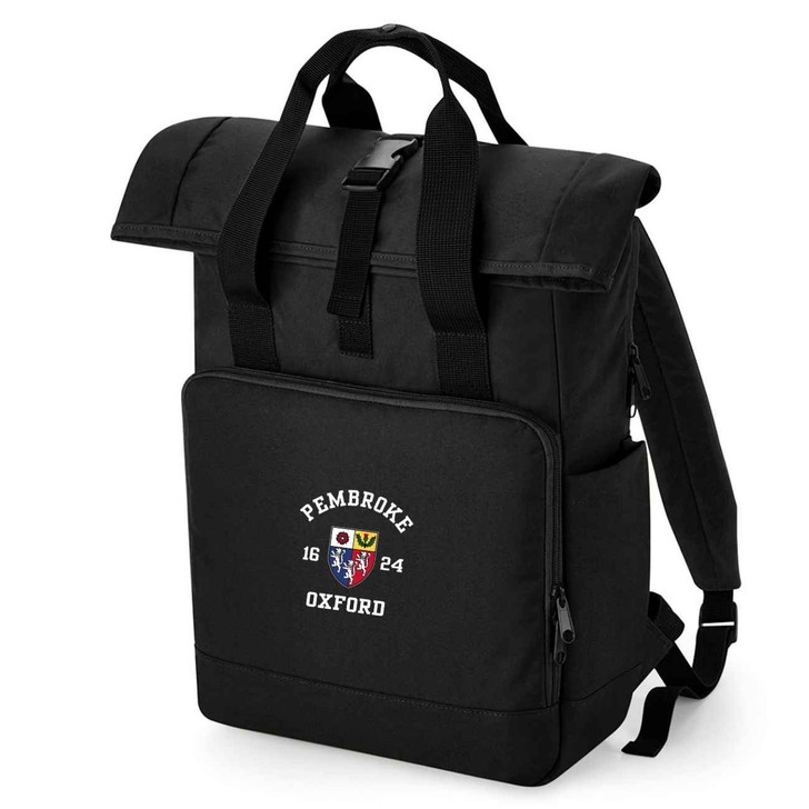Oxford College Roll-Top Backpack – Black – College Colours