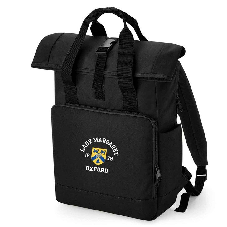 Oxford College Roll-Top Backpack – Black – College Colours
