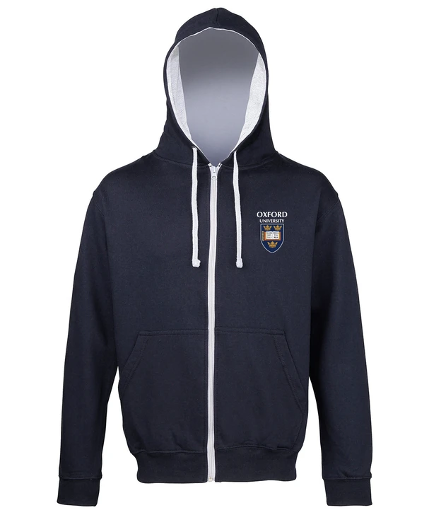 Official Oxford University Contrast Zip Hoodie – Colour Crest
