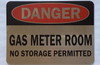 FD DANGER GAS METER ROOM NO STORAGE SIGN
