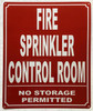 FIRE SPRINKLER CONTROL ROOM COMPLIANCE SIGN