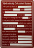 HYDRAULIC CALCULATED SYSTEM SAFETY SIGN