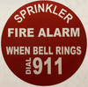 TWO  FIRE SPRINKLER ALARM BELL SIGN