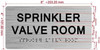 SPRINKLER VALVE ROOM SAFETY SIGN WITH RAISED LETTERS