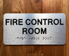 FIRE CONTROL ROOM SAFETY SIGN WITH RAISED LETTERS