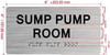 NYC SUMP PUMP ROOM SIGN WITH RAISED LETTERS
