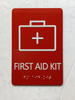 FIRST AID KIT COMPLIANCE SIGN WITH RAISED LETTERS