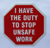 NYC I HAVE THE DUTY TO STOP UNSAFE WORK WARNING STICKERS SIGN