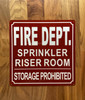 FIRE DEPARTMENT SPRINKLER RISER ROOM SAFETY SIGN