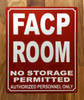 FACP ROOM COMPLIANCE SIGN- FIRE ALARM CONTROL PANEL ROOM COMPLIANCE SIGN