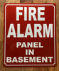 HPD FIRE ALARM PANEL IN BASEMENT SIGN