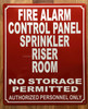 NYC FIRE ALARM CONTROL PANEL SPRINKLER RISER ROOM SIGN