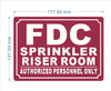 FD FDC SPRINKLER RISER ROOM SIGN