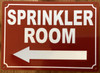 SPRINKLER ROOM SIGN WITH LEFT ARROW
