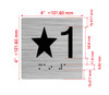 Elevator Floor Number / Elevator Jamb Plate STAR 1 Braille Sign