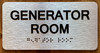 Generator Room Sign with Raised Letters & Grade 2 Sign