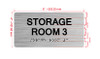 Storage Room 3 Sign with Raised Letters & Grade 2 Hpd Sign