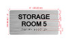 Storage Room 4 Sign with Raised Letters & Grade 2 Hpd Sign