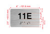Apartment Number Sign Unit 11E with Raised Letters & Grade 2 Hpd Sign