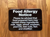 FOOD ALLERGY Restaurant Nyc Sign