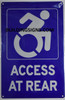 Wheelchair Access at Rear  Signage Blue,,