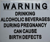 Warning: Drinking Alcoholic Beverages During Pregnancy CAN Cause Birth Defects Sign,