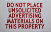 Sign DO NOT Place UNSOLICITED Advertisement Material ON This Pr