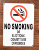 NO Smoking OR Electronic Cigarette USE ON Premises- NYC Smoke Free ACT  Signage
