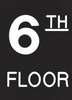 Floor number Six 6 sign Engraved Plastic-
