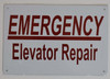 Emergency Elevator Repair  Signage
