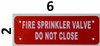 FIRE Sprinkler Valve DO NOT Close  Back