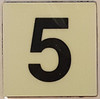 PHOTOLUMINESCENT DOOR IDENTIFICATION LETTER 5 (FIVE) SIGN HEAVY DUTY / GLOW IN THE DARK
