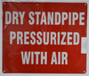 Dry Standpipe PRESSURIZED with AIR Sign