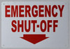 Emergency Shut-Off Arrow Down Sign