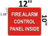Sign FIRE Alarm Control Panel located Inside