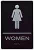 ADA Women Accessible Restroom Sign with Braille and Double Sided Tap
