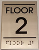 Floor number Sign TWO (2)- BRAILLE-STAINLESS STEEL