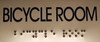 BICYCLE ROOM SIGN- BRAILLE-STAINLESS STEEL