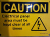 Sign Electrical panel area must be kept clear at all times