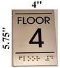 Floor number  Four (4)- BRAILLE-STAINLESS STEEL