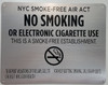 HPD SIGN LOT OF 5 - NYC Smoke free Act  "No Smoking or Electric cigarette Use"-FOR ESTABLISHMENT