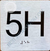 Apartment Number 5H  with Braille and Raised Number Sign